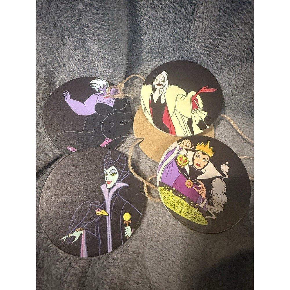 Lot of 4 Disney Villains Cup Coaster Very Rare Evil Queen Ursula Maleficent - Picture 5 of 5